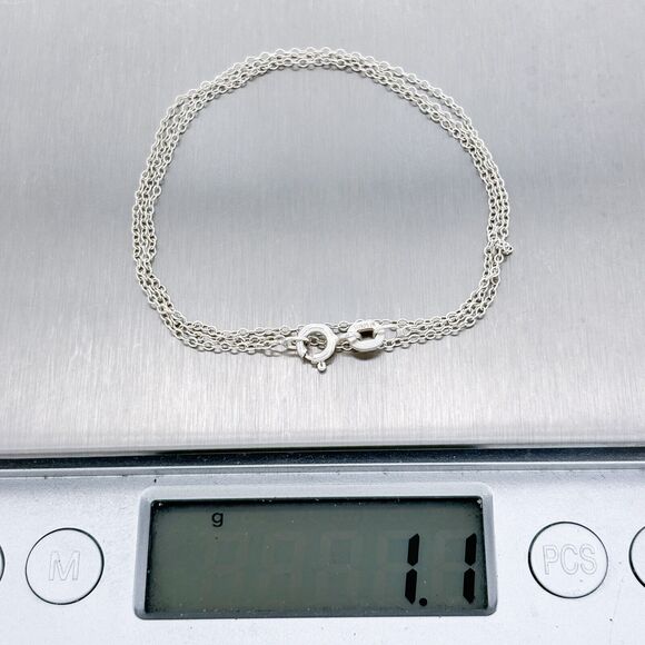 Vintage SU Sterling Silver 925 1.1mm Cable Chain Necklace 18" - Picture 3 of 3